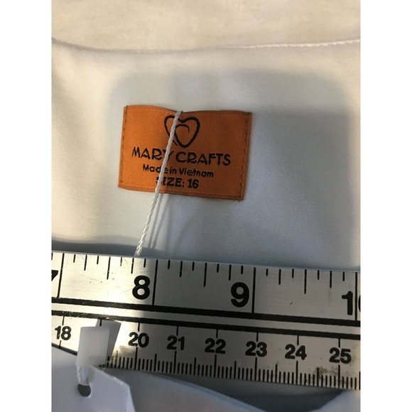 NWT Mary Crafts Button Up Down Retro Ruffled White size 16 Work Casual Blouse - Picture 8 of 9